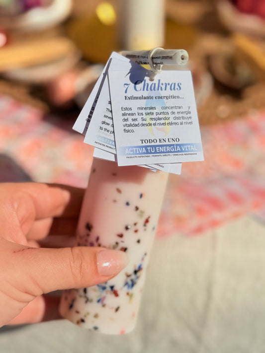 VELA RITUALIZADA CUARZOS 7 CHAKRAS - Meditación y Equilibrio