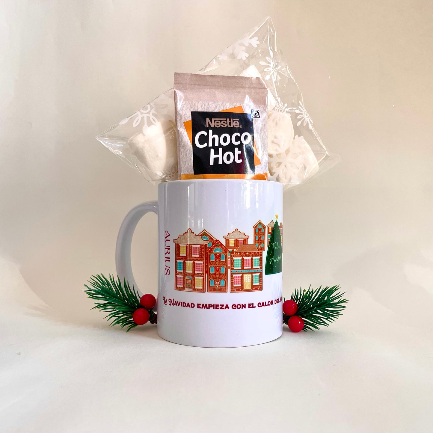 TAZA NAVIDAD + KIT CHOCOLATE AMERICANO 🎄