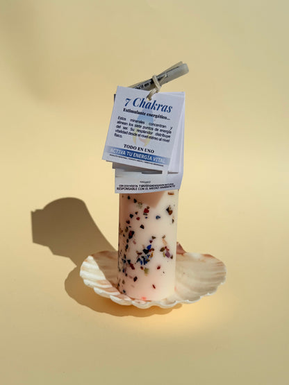 VELA RITUALIZADA CUARZOS 7 CHAKRAS - Meditación y Equilibrio