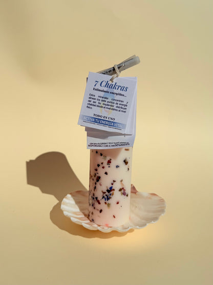 VELA RITUALIZADA CUARZOS 7 CHAKRAS - Meditación y Equilibrio
