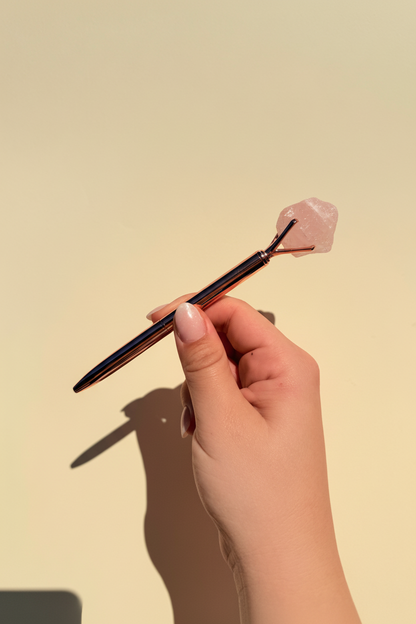 Bolígrafo con cuarzo rosa