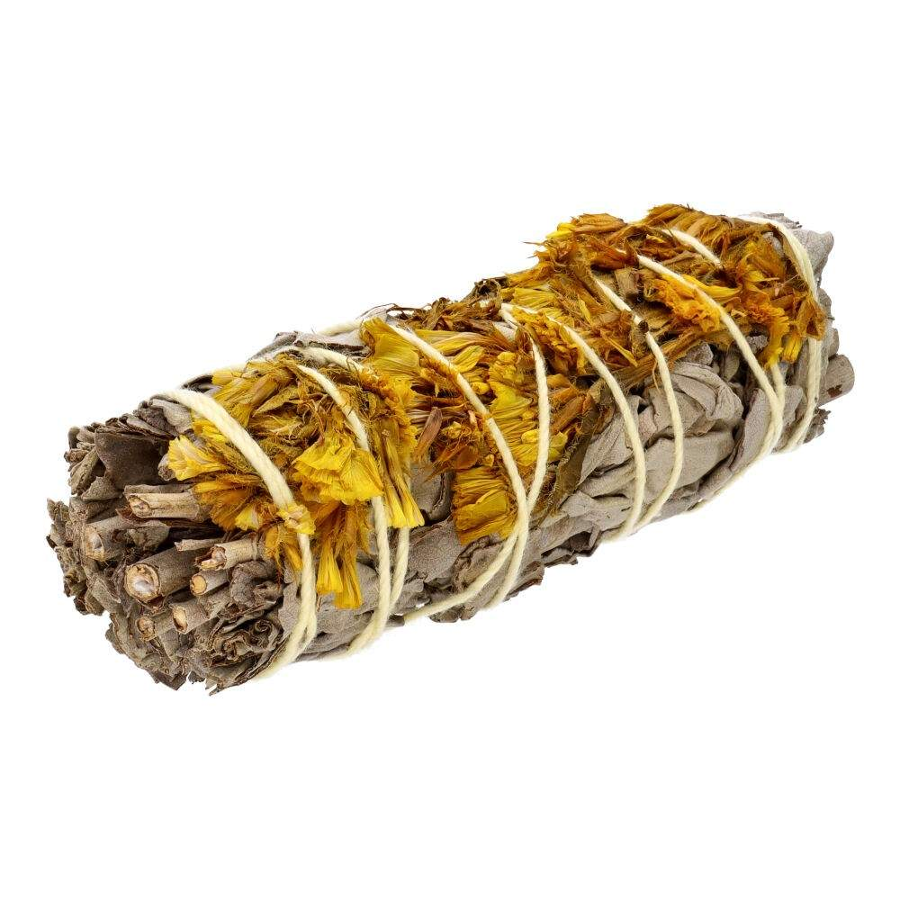 ATADO DE SALVIA BLANCA CON SINUATA AMARILLA - Sahumerio de Intención