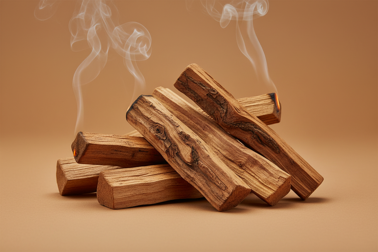 Palos santos en fondo de estudio