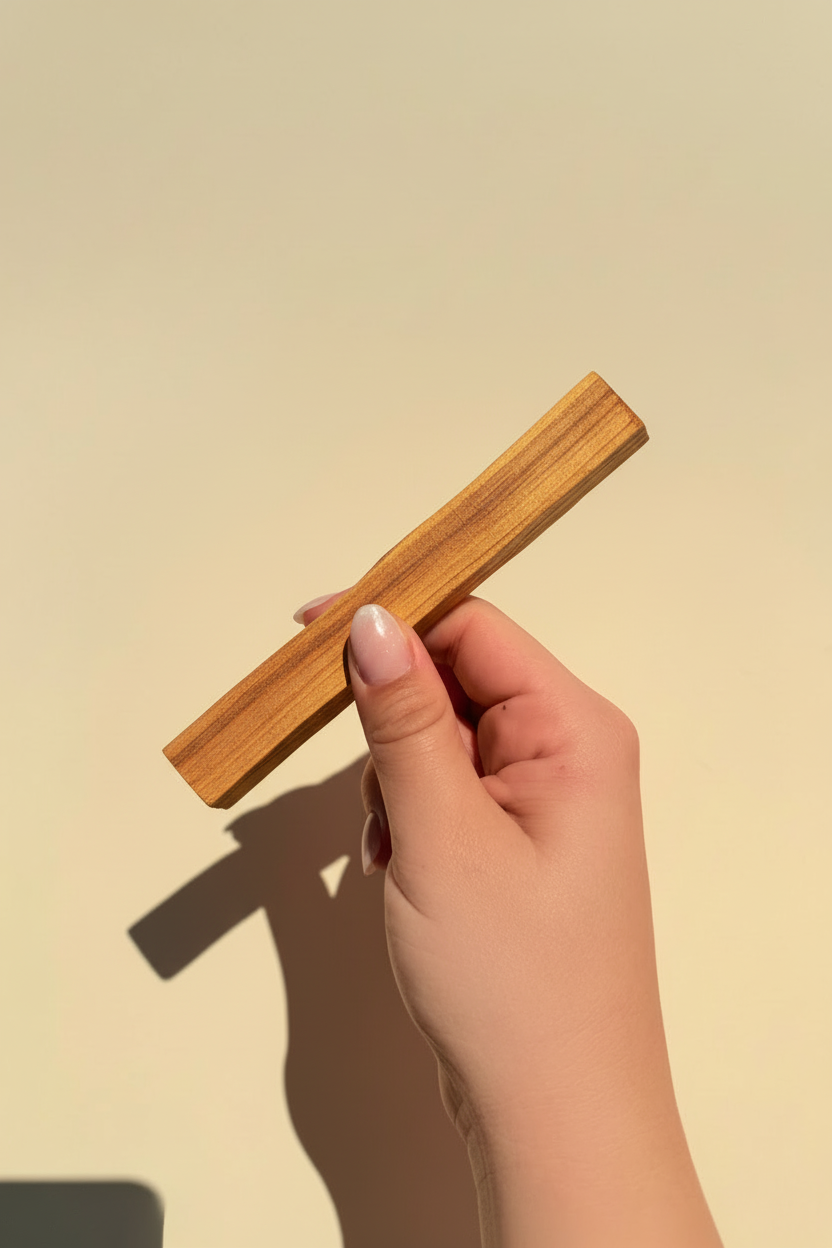 Mano sujetando palo santo